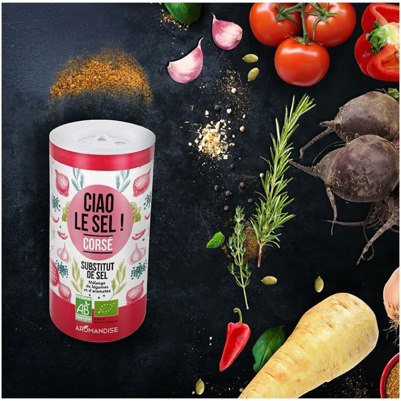 Guy Demarle Produits Bio|Épices Et Condiments*Ciao le sel ! Corsé - Substitut de sel, mélange de légumes et d'aromates bio, 70g
