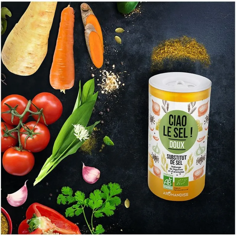 Guy Demarle Produits Bio|Épices Et Condiments*Ciao le sel ! Doux - Substitut de sel, mélange de légumes et d'aromates bio, 70g