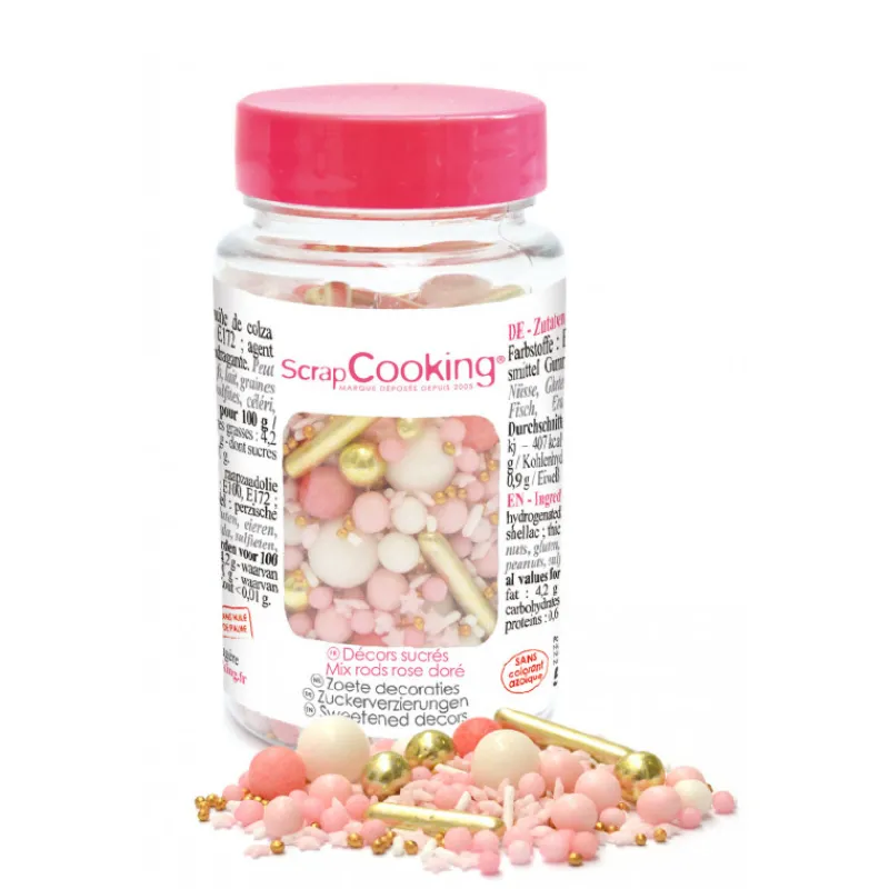 Guy Demarle Décors Comestibles|Décors En Sucre*Pot décors sucrés mix rods rose doré 70g